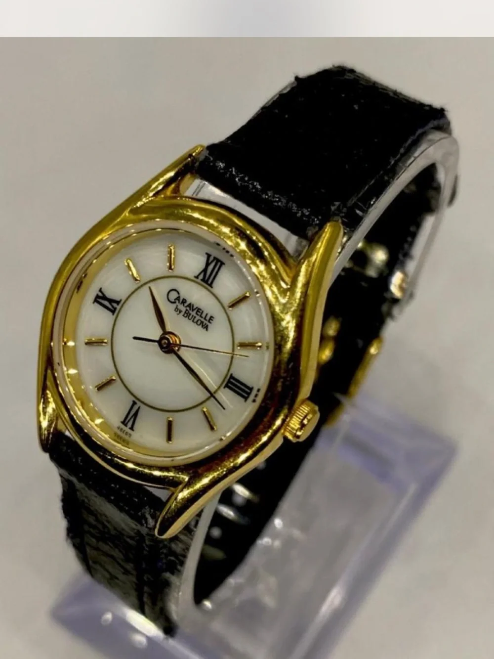 Caravelle ^^^  Gold-Tone Watch /  Black Strap * Luxury ***